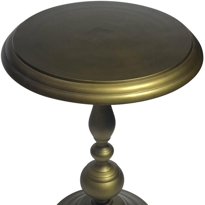 24" Brass Aluminum Round Pedestal End Table - Antiqued Brass