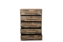 Load image into Gallery viewer, 35" Carved Geometric Solid Wood Five Drawer Dresser - Brown
