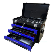 Load image into Gallery viewer, Portable 3 Drawer Steel Toolbox, 4 Layers Of Tools With Metal Latches, With Storage Tray And Carrying Handle
