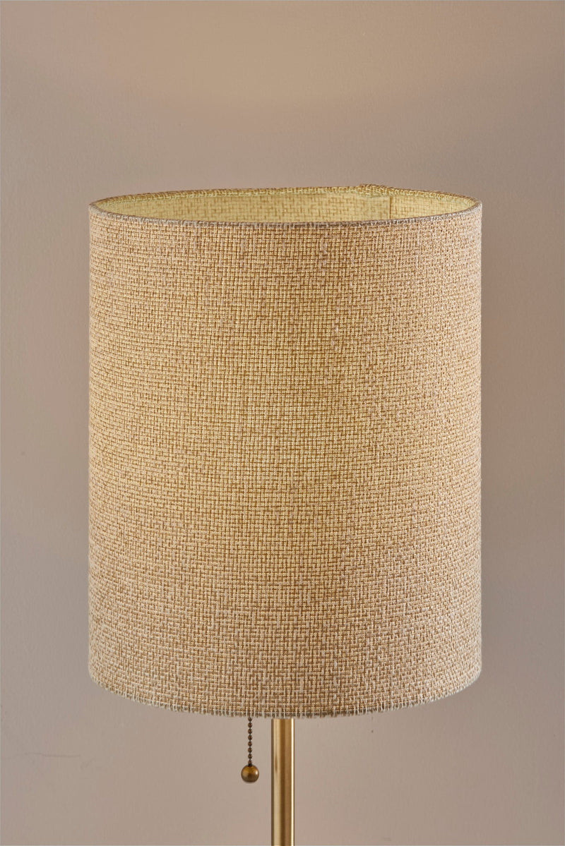 Marble And Metal Table Lamp With Beige Drum Shade - Black And Gold