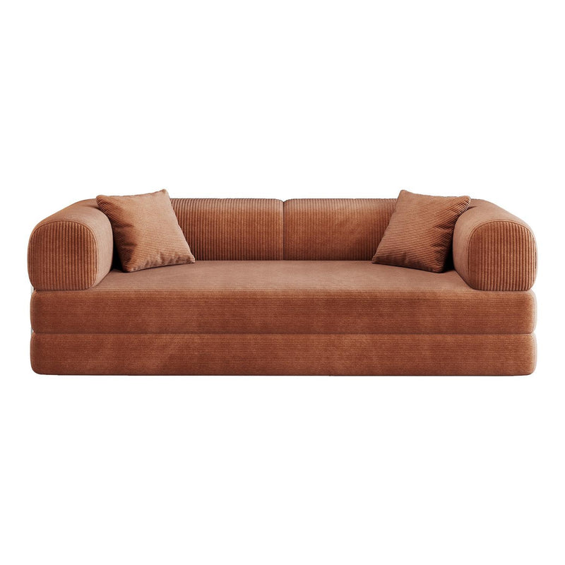 Corduroy Convertible Futon Sleeper Sofa - Brown