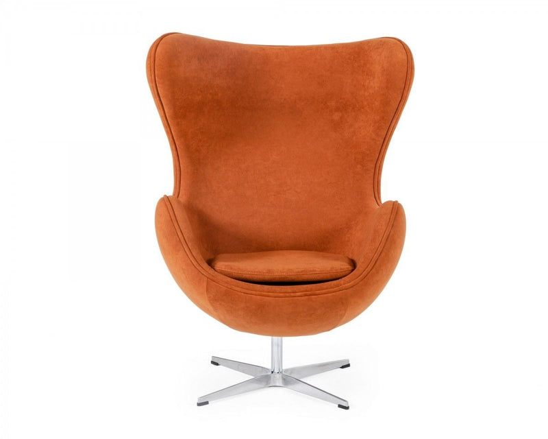 Stylish Mid Century Fabric Swivel Accent Chair - Dark Orange