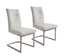 Load image into Gallery viewer, Upholstered Faux Leather Dining Side Chairs (Set of 2) - White &amp; Silver
