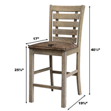 Load image into Gallery viewer, Dining Counter Height Chairs Modern Farmhouse Rustic Look Distressed Design Ladderback Solid Wood (Set of 2) - Grayish Brown
