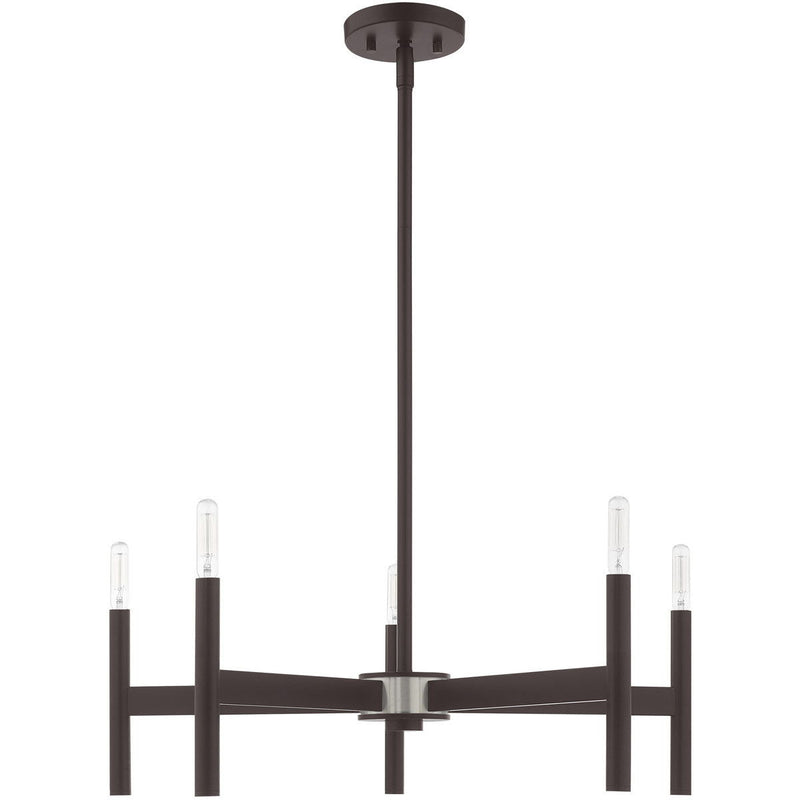 20'' 5-Light Dimmable Chandelier & Shades - Bronze