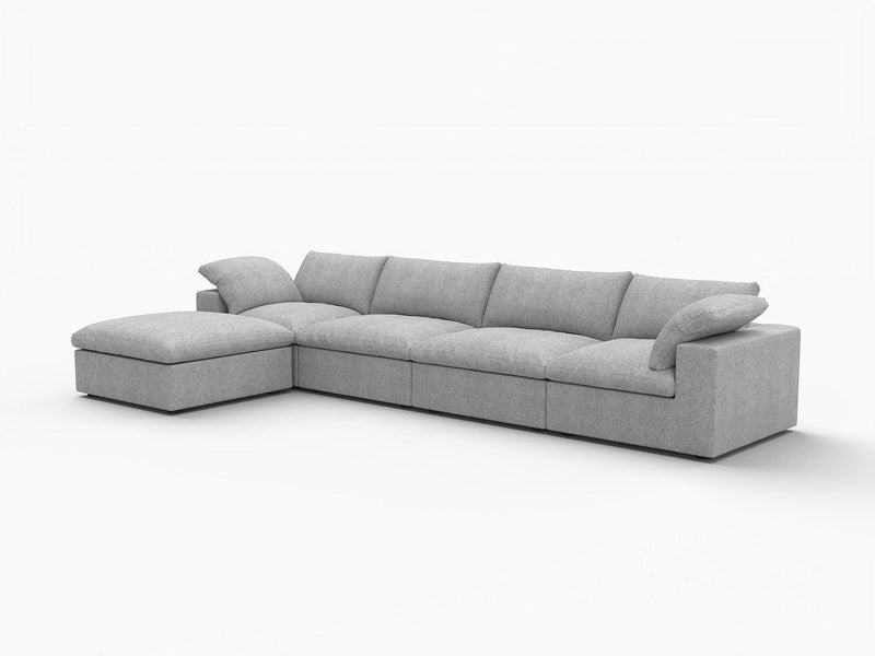 2 Piece Living Room Set Blend Modular Sofa & Ottoman Storage - Light Gray