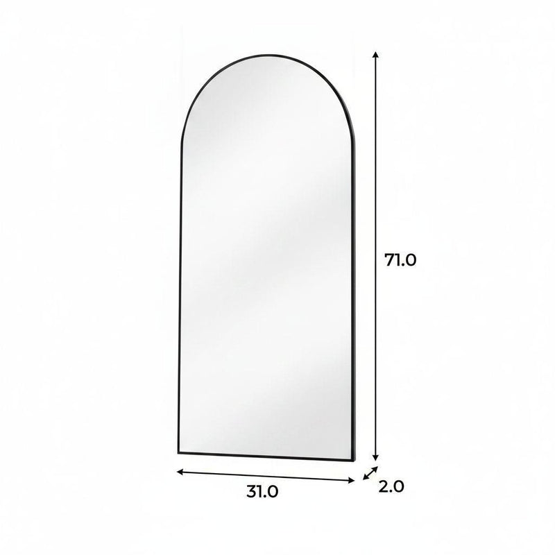 Aluminum Arch Wall Mounted Leaning And Freestanding Framed Full Length Mirror - Black