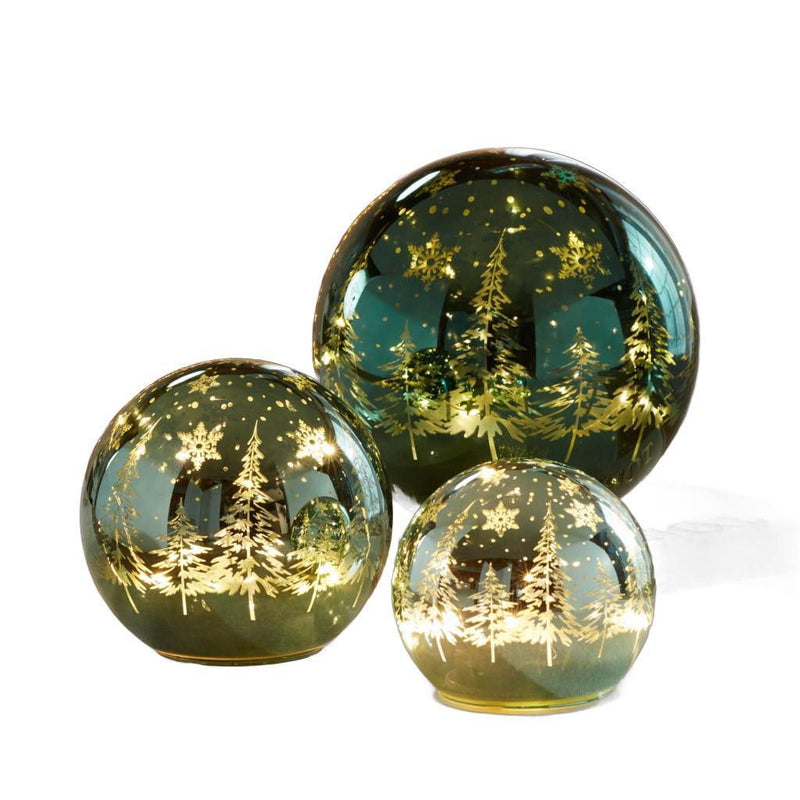 Trees Tabletop Sculpture With LED (Set of 3) - Green