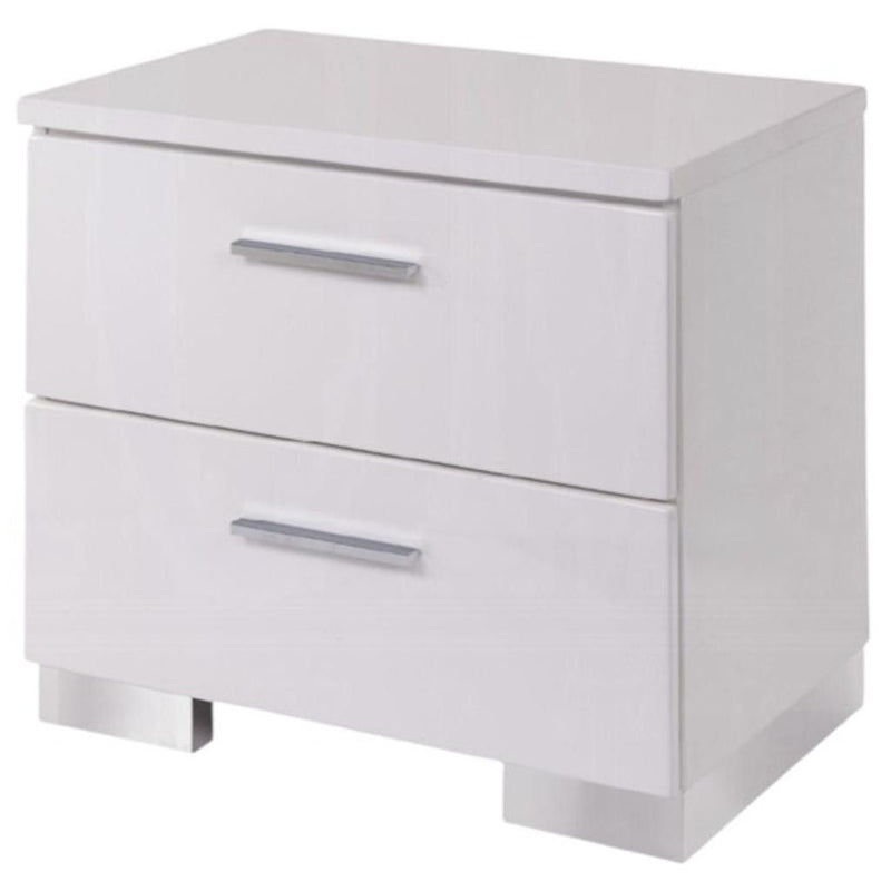 23" Two Drawers Mirrored Nightstand - White