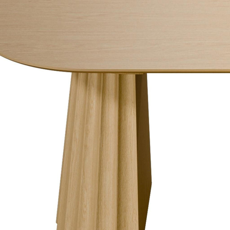 Solid Wood Double Pedestal Base Oval Dining Table - Light Brown