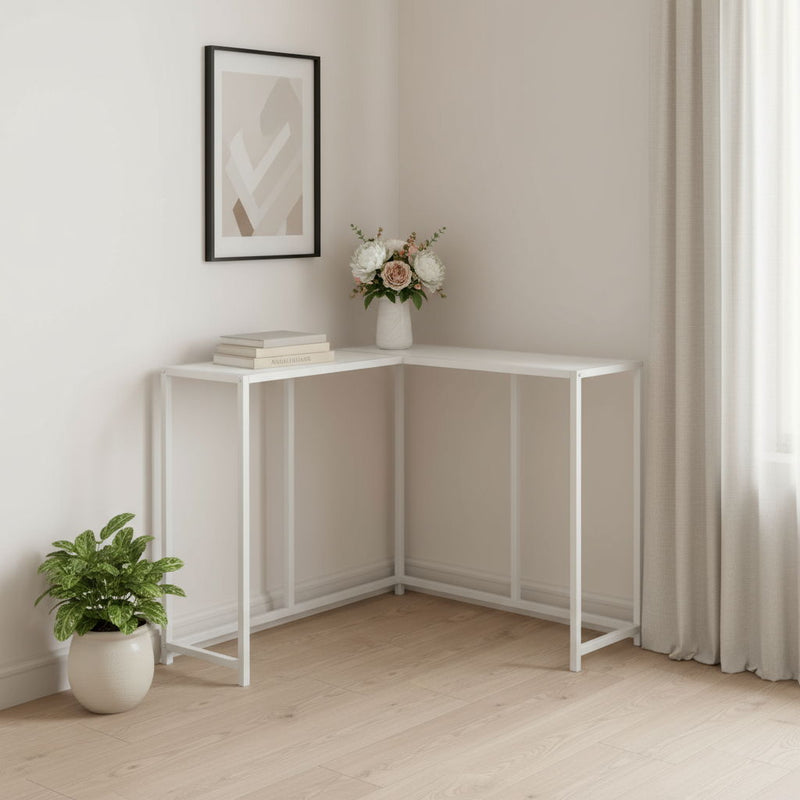 Laminate And Iron Frame End Table - White