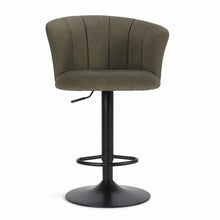 Load image into Gallery viewer, Swivel Bar Stool With Curved Upholstered Backrest And Footrest - Green
