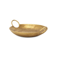 Load image into Gallery viewer, 10" Cast Iron Handmade Round Trinket Tray With Handles - Gold
