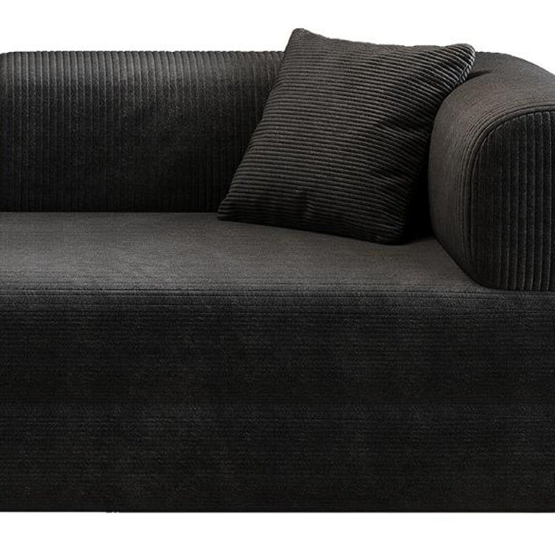 Corduroy Convertible Futon Sleeper Sofa With Toss Pillows - Black