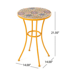 Load image into Gallery viewer, Outdoor Side Table With Tile Mosaic Table Top - Yellow
