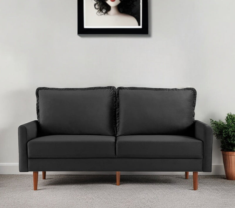 Sofa Velvet With Dark Brown Legs - Black