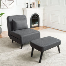 Load image into Gallery viewer, 3 In 1 Foldable Linen Chaise Lounge With Adjustable Backrest

