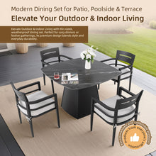 Load image into Gallery viewer, Outdoor Patio Dining Set, Squircle Dining Table, Dining Chairs With Sunbrella Cushions
