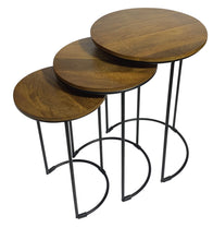 Load image into Gallery viewer, Solid Wood And Metal Round Frame Nested Tables (Set of 2) - Chestnut
