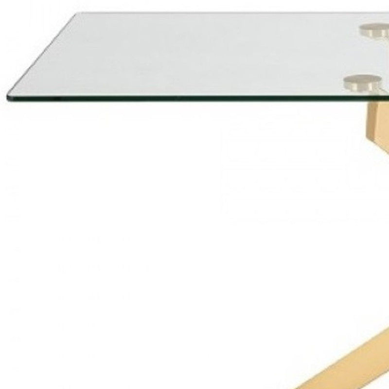 63" Rectangular Glass And Stainless Steel Dining Table - Clear
