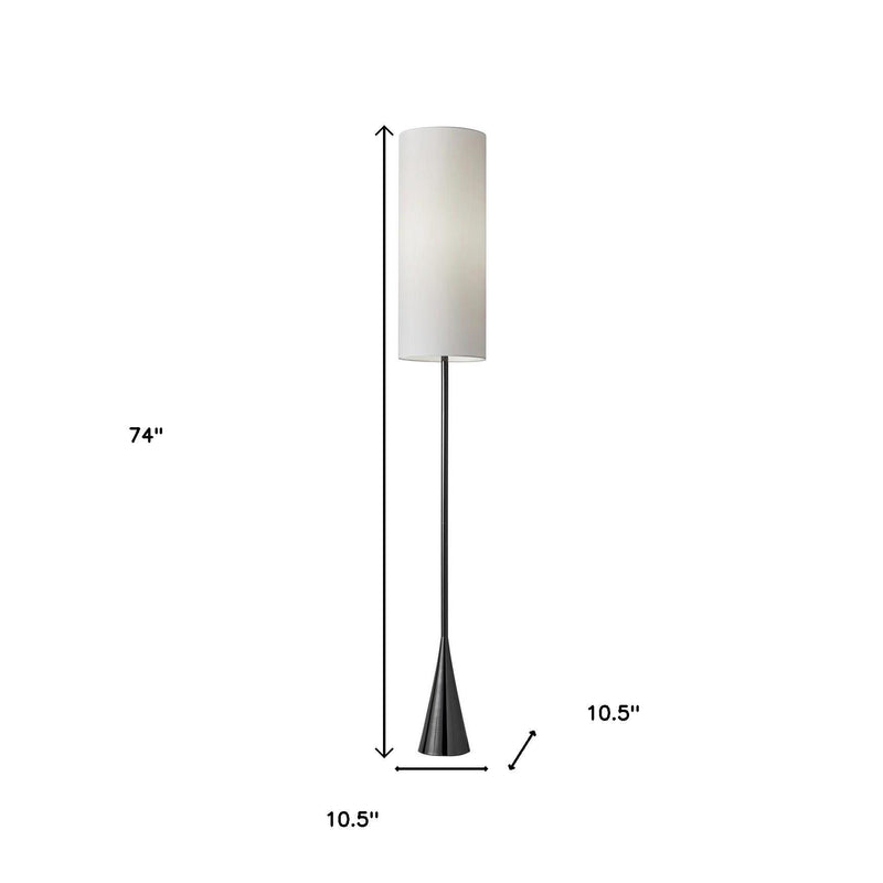 Dramatic Floor Lamp Bell Shaped Base In Nickel Finish Metal - Black
