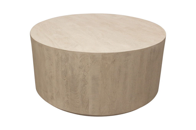36" Solid Wood Round Distressed Coffee Table - Natural