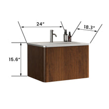 Load image into Gallery viewer, Etna - Striped Bathroom Vanity With Ceramic Sink, Wall Mounted Floating Bathroom Vanity For Modern Bathroom
