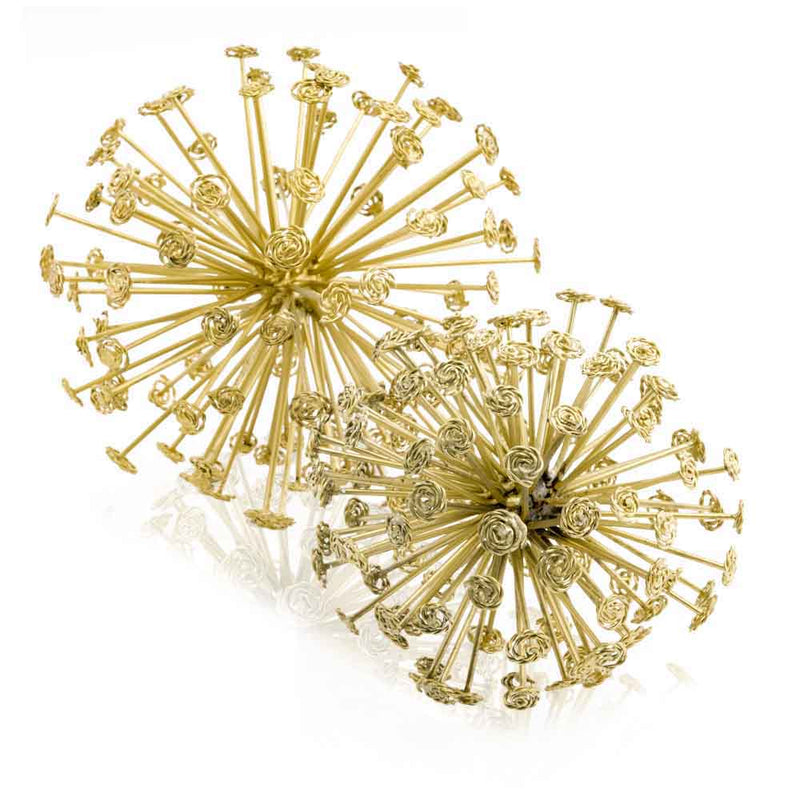Decorative Spiky Sphere Tabletop Sculptures (Set of 2) (354789) - Gold