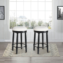 Load image into Gallery viewer, 360° Swivel Wooden Barstools With Upholstered Seat, Counter Height (Set of 2)

