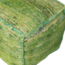 Load image into Gallery viewer, Recycled Silk And Cotton Blend Cube Pouf Ottoman - Green
