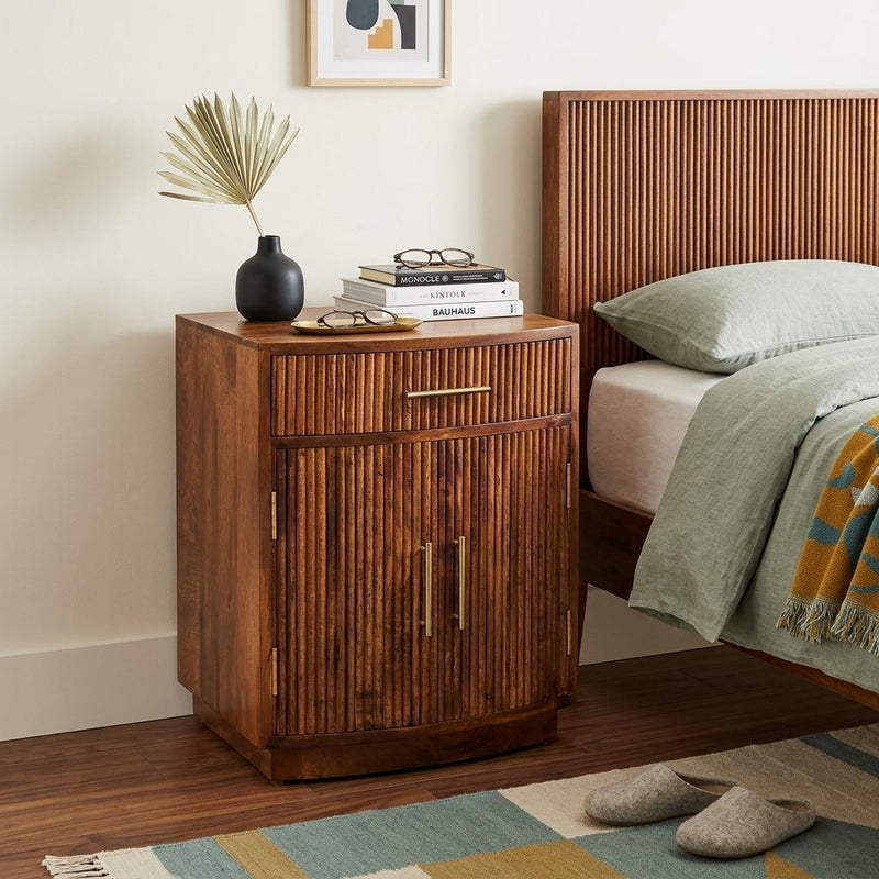 Solid Wood One Drawer Nightstand (755323) - Brown