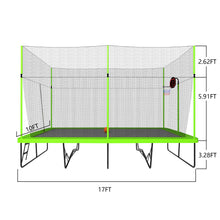 Load image into Gallery viewer, 10Ft By 17Ft Rectangule Trampoline With Powder-Coated Galvanized Steel Tubes With Basketball Hoop System Advanced Ladder - Green
