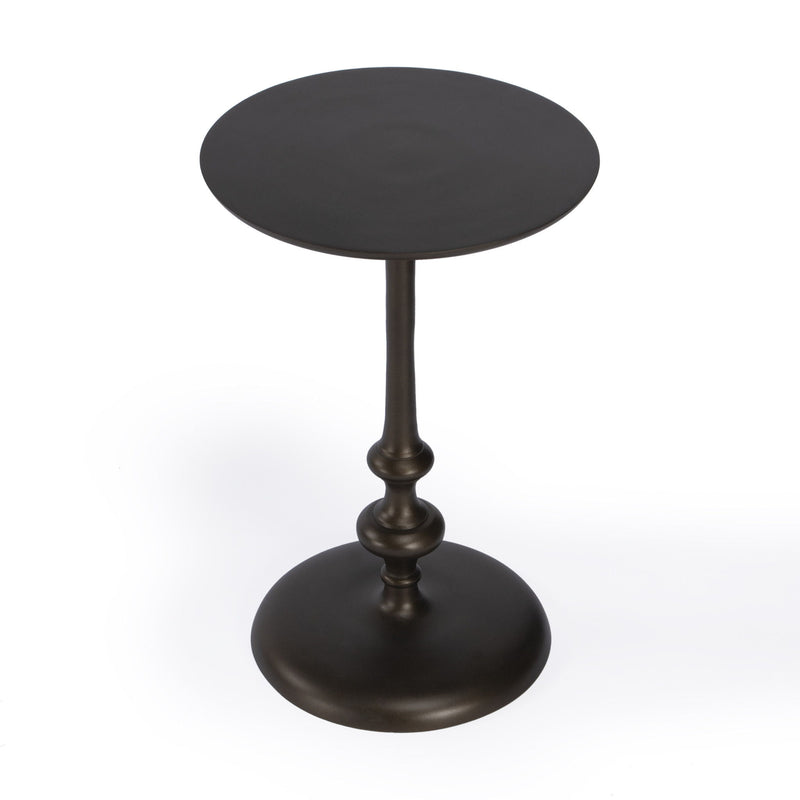 Aluminum Round Top Pedestal End Table - Dark Burnished Bronze