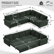 Load image into Gallery viewer, L-Shaped Sofa Couch With Pull Out Bed With Nailhead Trim &amp; Rolled Arm
