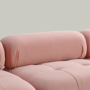 Modular Sectional Sofa, Button Tufted Designed and DIY Combination,L Shaped Couch with Reversible Ottoman, Pink Velvet