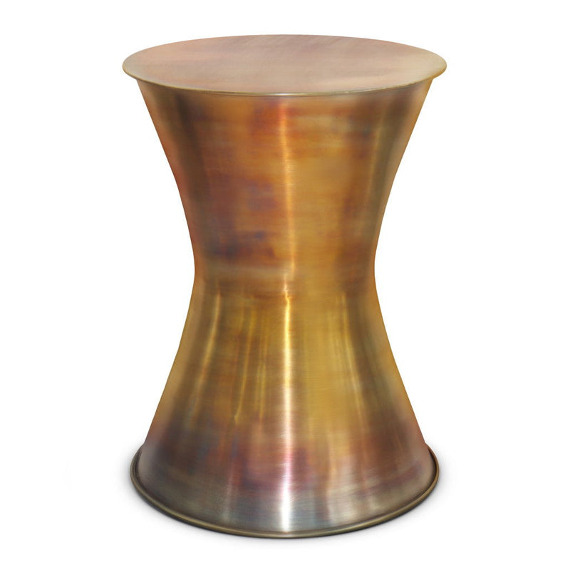 Metal Round End Table - Antiqued Brass