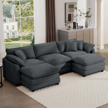 Load image into Gallery viewer, Modern Oversized Modular Cushion Sofa With Ottoman, Low Back, Deep Seating Sofa Set
