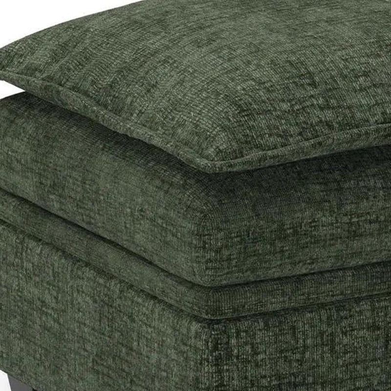 Chenille Storage Ottoman - Green / Black