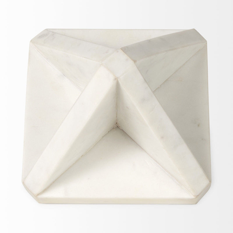 Marble Geometric Square Sculpture - White