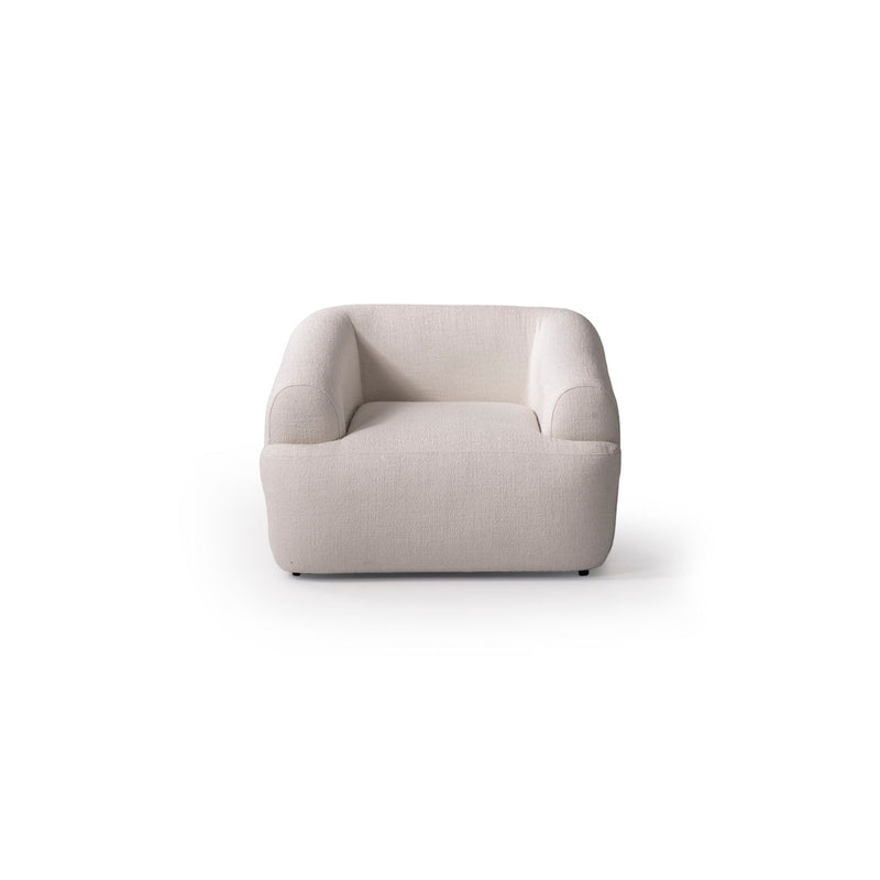 Boucle Arm Chair With Lumbar Pillow - White