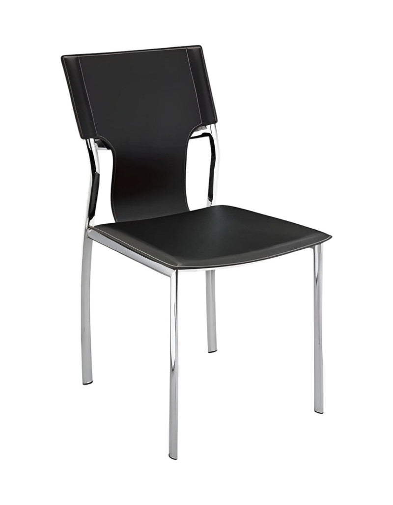 Metal Leather Partially Open Back Dining Side Chairs (Set of 4) - Black