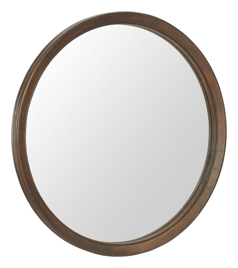 39" Glass Round Rope Hanging Accent Mirror - Espresso