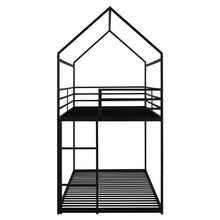 Load image into Gallery viewer, Bunk Beds for Kids Twin over Twin,House Bunk Bed Metal Bed Frame Built-in Ladder,No Box Spring Needed Black
