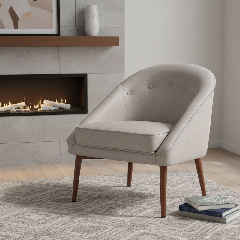 Fabric Tufted Barrel Chair - Gray And Brown