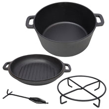 Load image into Gallery viewer, Pre-Seasoned 3 In 1 Cast Dutch Oven With Skillet Lid, 5 Quart - Black
