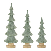 Load image into Gallery viewer, Glitter Christmas Tree Sculptures (Set of 3) - Green / Natural
