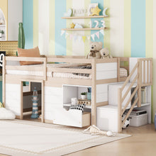 Load image into Gallery viewer, Low Loft Bed With Stair, Drawer, And Shelf
