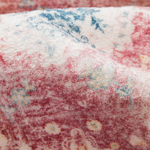 Load image into Gallery viewer, 3' X 5' Ivory Pink And Blue Medallion Distressed Washable Area Rug
