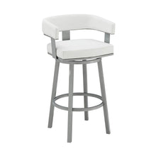 Load image into Gallery viewer, Faux Leather Swivel Low Back Bar Height Bar Chair - White / Gray
