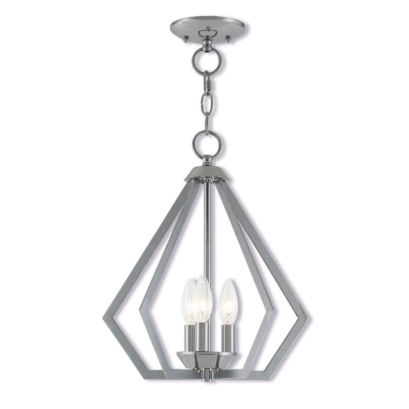 16" Three Light Dimmable Chandelier With Shades - Silver